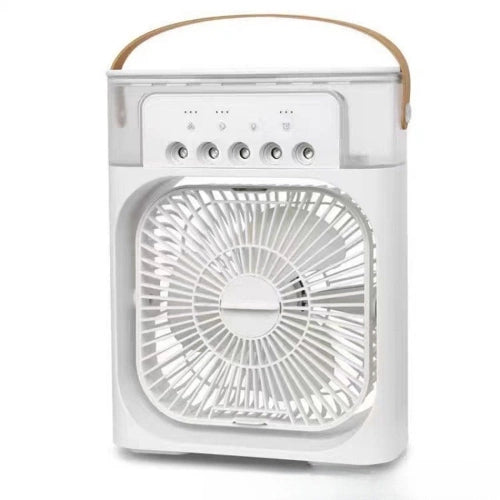 Ventilatore Portatile LED Ricaricabile USB – Mini Fan da Campeggio Silenzioso con Batteria, Luce Integrata e Design Vintage Verde