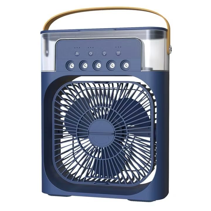 Ventilatore Portatile LED Ricaricabile USB – Mini Fan da Campeggio Silenzioso con Batteria, Luce Integrata e Design Vintage Verde